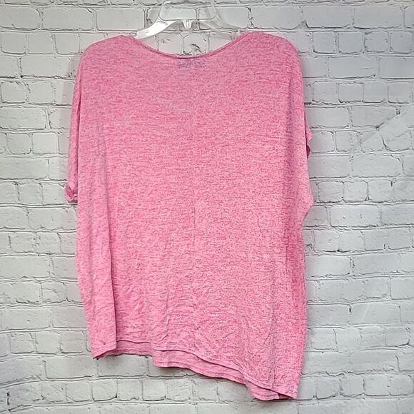 Lane Bryant Plus 3X Barbie Pink Slant Edge Tee Pullover Knit Top Light Sweater - Picture 5 of 6